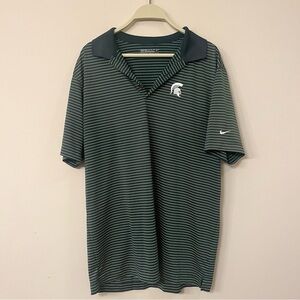 Nike Golf MSU Striped Embroidered Short Sleeve Polo Shirt Men’s Large